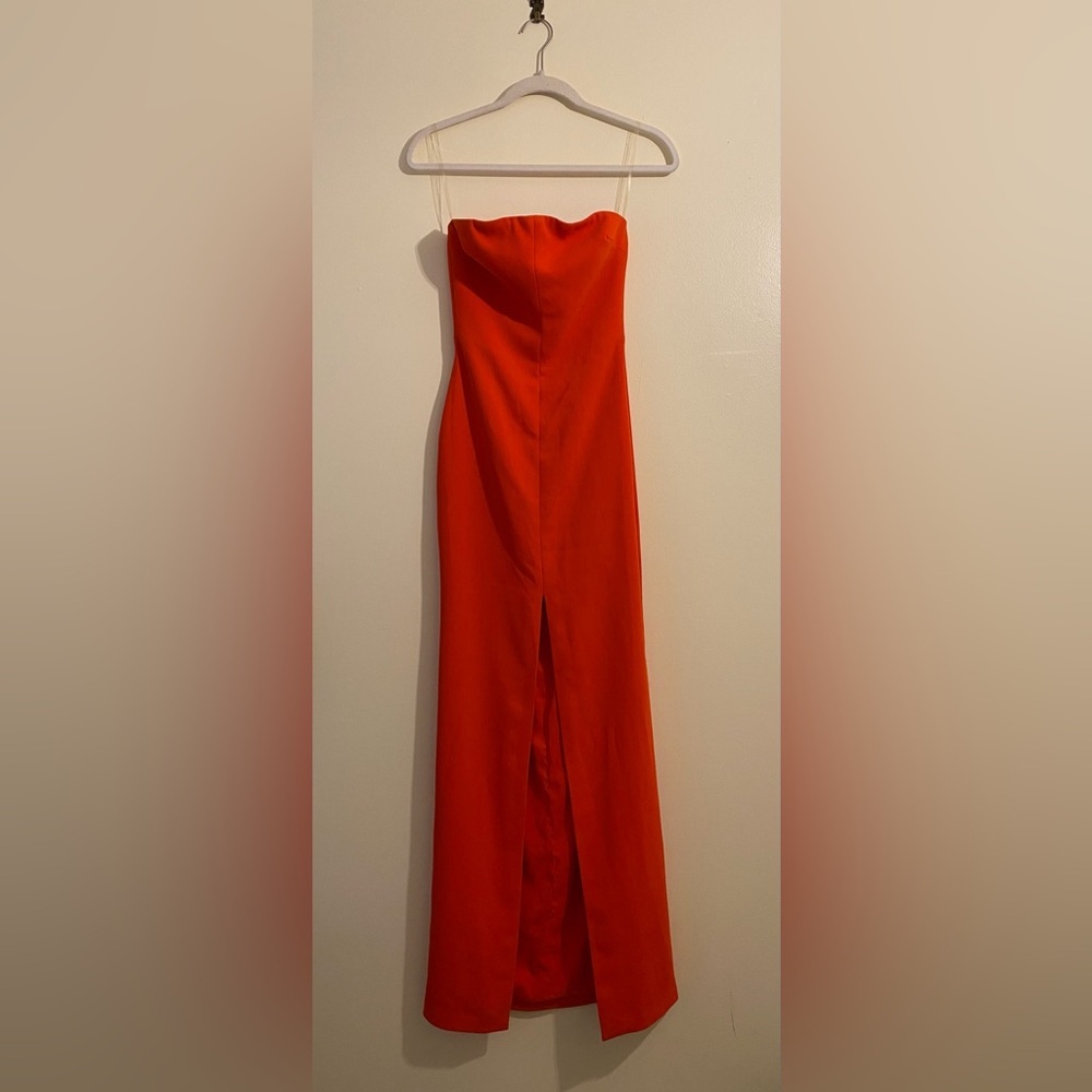 House of CB Elegant Strapless Front Slit Red Dress.size XS - Picture 3 of 10